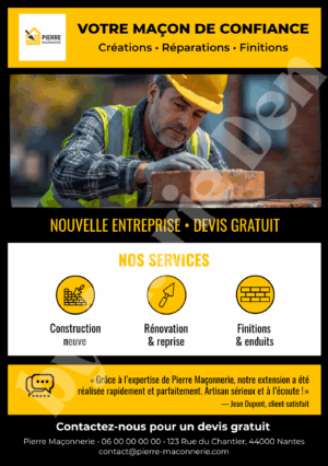 Modèle Canva modifiable – Flyer A5 pour artisan, design professionnel et personnalisable